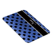 Personalisierter Name Blau Glitzer Kleeblätter Magnet (Rechte Seite)