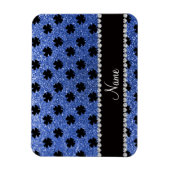 Personalisierter Name Blau Glitzer Kleeblätter Magnet (Vertikal)