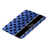Personalisierter Name Blau Glitzer Kleeblätter Magnet (Linke Seite)