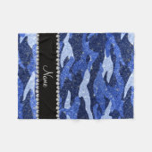 Personalisierter Name Blau-Glitzer-Tarnung Fleecedecke (Vorderseite (Horizontal))