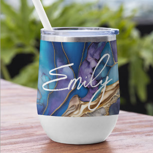 Personalisierter Name Blau Gold Marmor Geschenk