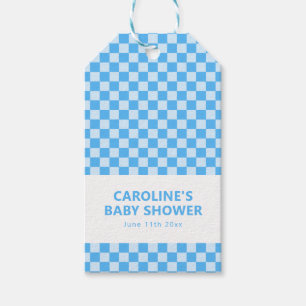 Personalisierter Name Blau Kariert Retro-Baby-Part Geschenkanhänger