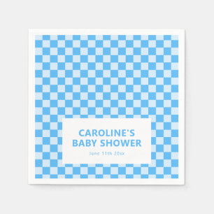 Personalisierter Name Blau Kariert Retro-Baby-Part Serviette