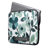 Personalisierter Name Blaue Aqua Laptopschutzhülle (Vorderseite Links)