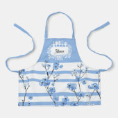 Personalisierter Name Blaue Blüten Gestreift Schürze (Vorderseite)