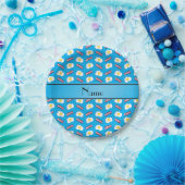 Personalisierter Name Blaue Eier mit Speck Pappteller (Party)