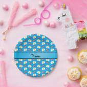 Personalisierter Name Blaue Eier mit Speck Pappteller (Party)