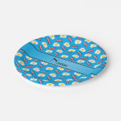 Personalisierter Name Blaue Eier mit Speck Pappteller (Schrägansicht)