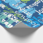 Personalisierter Name Blaue grüne U-Bahn-Design Geschenkpapier (Ecke)