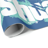 Personalisierter Name Blaue grüne U-Bahn-Design Geschenkpapier (Rolleneckpunkt)