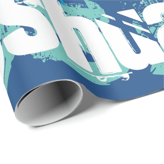 Personalisierter Name Blaue grüne U-Bahn-Design Geschenkpapier (Rolleneckpunkt)