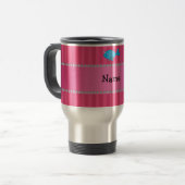 Personalisierter Name blaue Narkulpussstreifen Reisebecher (Vorderseite Links)