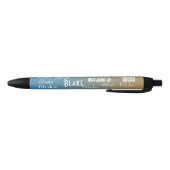 Personalisierter Name Blaue Pfirsichsonne Kugelschreiber (Unterseite)