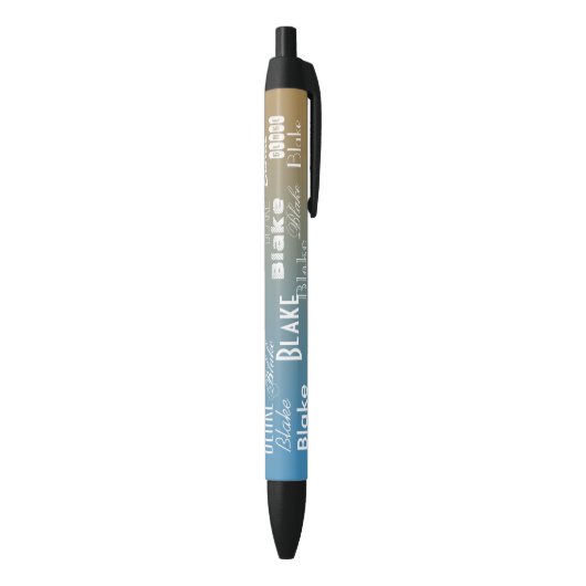 Personalisierter Name Blaue Pfirsichsonne Kugelschreiber (Unterseite (Vertikal))
