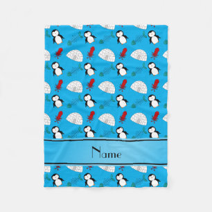 Personalisierter Name Blaue Pinguine Iglu Fisch Ti Fleecedecke