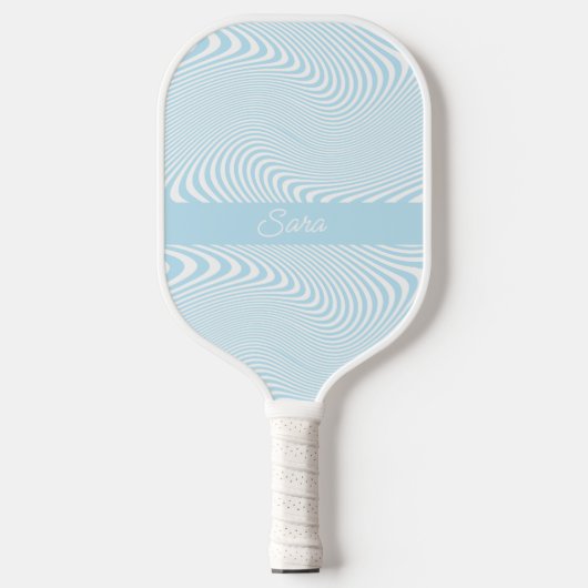 Personalisierter Name Blaue Welle Modernes Minimal Pickleball Schläger (Vorderseite)