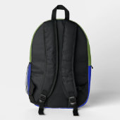 Personalisierter Name Blauer Blumengarten Bedruckter Rucksack (Rückseite)