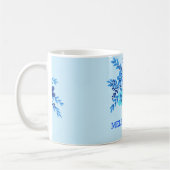 Personalisierter Name Blauer Blütenfarben Kaffeetasse (Links)