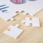 Personalisierter Name Blauer Elefant Puzzle (Seite)