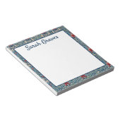 Personalisierter Name Blaues Blumenmuster Notizblock (angewinkelt)