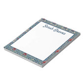 Personalisierter Name Blaues Blumenmuster Notizblock (Rotiert)