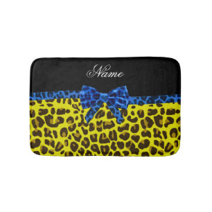 Personalisierter Name blaues Buggelgelb Badematte