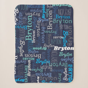Personalisierter Name blaues Cyan-Aqua-Print Sherpadecke