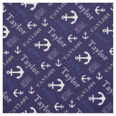 Personalisierter Name blaues nautisches Textilien Stoff (Muster)