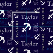 Personalisierter Name blaues nautisches Textilien Stoff (Kachel)