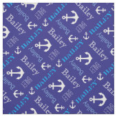 Personalisierter Name blaues nautisches Textilien Stoff (Muster)