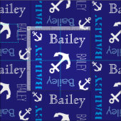 Personalisierter Name blaues nautisches Textilien Stoff (Kachel)
