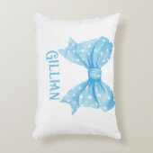 Personalisierter Name Blue Coquette Bow Accent Pil Dekokissen (Vorderseite(Vertikal))