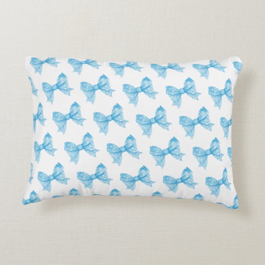 Personalisierter Name Blue Coquette Bow Accent Pil Dekokissen (Rückseite)