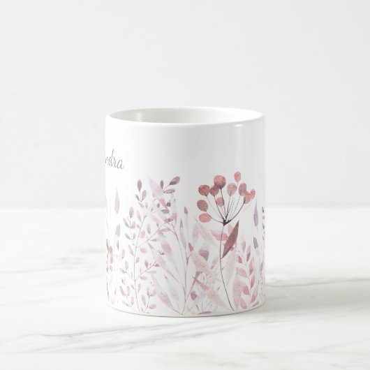 Personalisierter Name Blue Lavender Botanical Foli Kaffeetasse (Mittel)