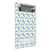 Personalisierter Name Blue Peacock Feathers Hinter Mini Klemmbrett (Schrägansicht)
