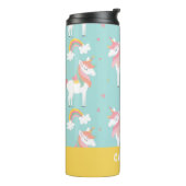 Personalisierter Name Blue Rainbow Unicorn Kinder Thermosbecher (Nach links gedreht)