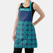 Personalisierter Name Blue Retro Star Hanukkah Hol Schürze (InSitu)