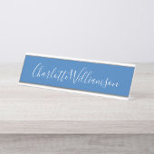 Personalisierter Name Blue Script Elegant Beruflic Schreibtischnamensplakette (Vorderseite )