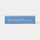 Personalisierter Name Blue Script Elegant Beruflic Schreibtischnamensplakette (Vorderseite )