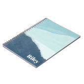 Personalisierter Name, Blue Watercolor Notebook Notizblock (Linke Seite)