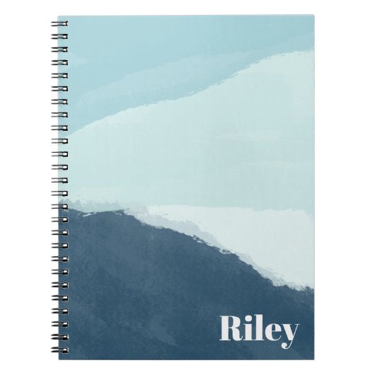 Personalisierter Name, Blue Watercolor Notebook Notizblock (Vorderseite)