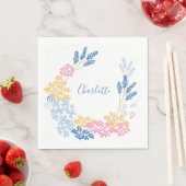 Personalisierter Name Blumenkraut Pastellfarben Ro Serviette (Beispiel)