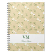 personalisierter Name Blumenmuster Monogramm elega Notizblock (Vorderseite)