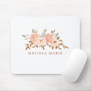 Personalisierter Name Blush Fall Blumenfarben Mousepad