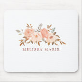 Personalisierter Name Blush Fall Blumenfarben Mousepad (Vorne)