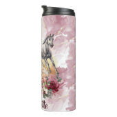 Personalisierter Name Blush Pink Pferd als angesch Thermosbecher (Nach rechts gedreht)