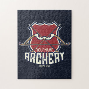 Personalisierter NAME Bogenschießsport Reflexbogen Puzzle