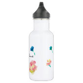 Personalisierter Name, Boho Blume Aquarellmalerei Edelstahlflasche (Rechts)