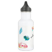Personalisierter Name, Boho Blume Aquarellmalerei Trinkflasche (Links)