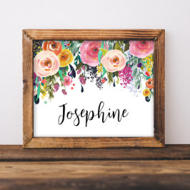 Personalisierter Name Boho BlumenzIMMER Kinderzimm Poster